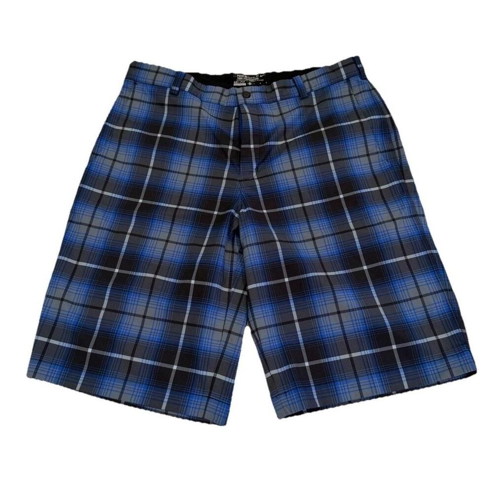Nike Golf Shorts Mens Tour Performance Dri-Fit 34 Lightweight‎ Blue Plaid.
